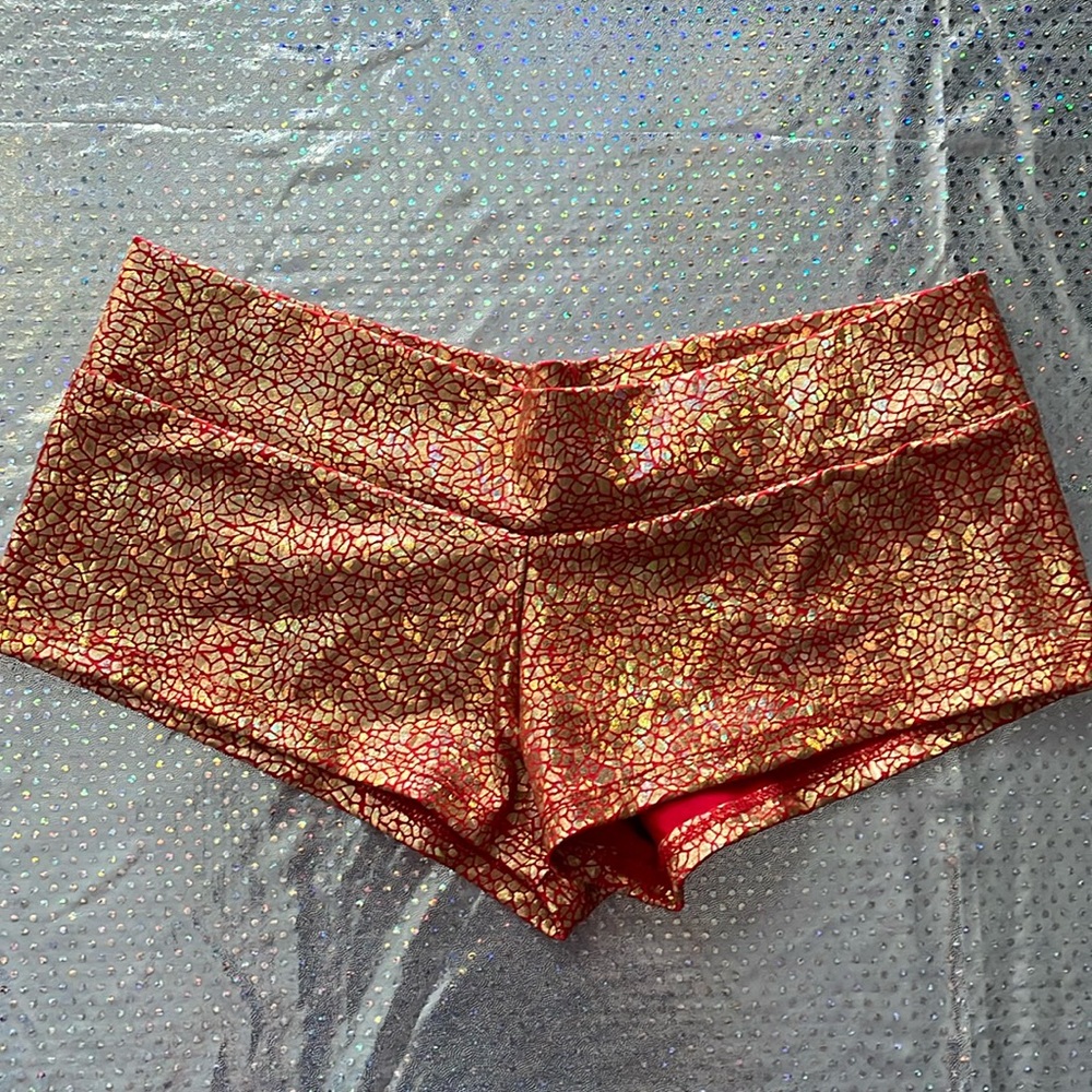 Low Rise Red Gold Polewear or Rave Shorts